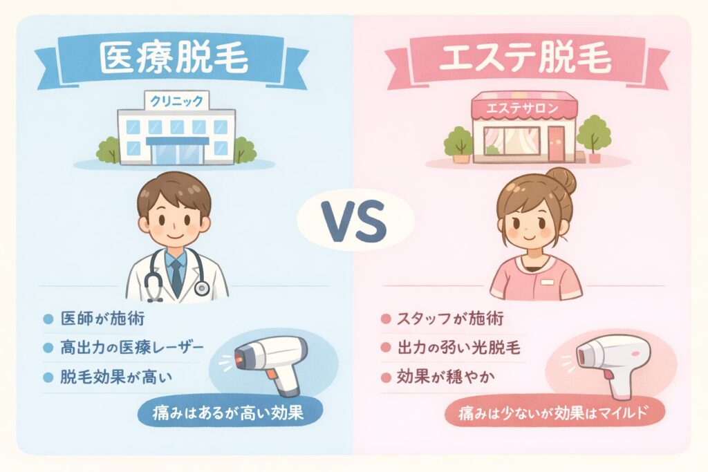 エステ脱毛と医療脱毛の違い